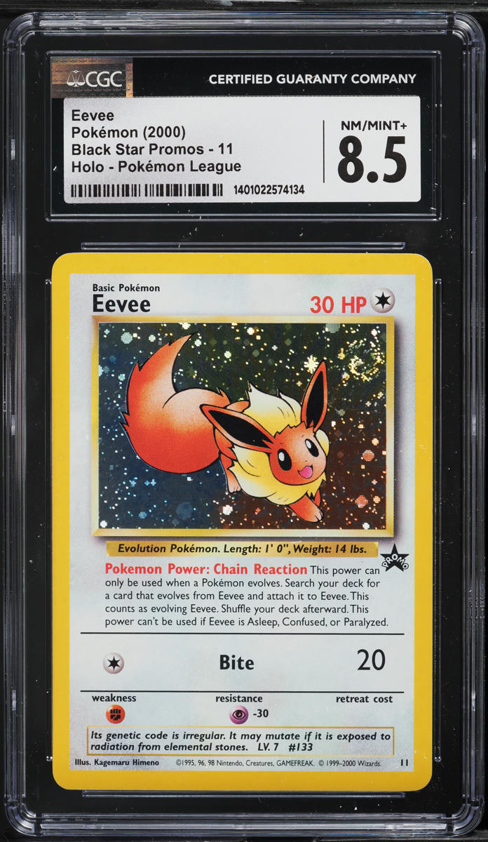 2000 Pokemon League Black Star Promo Holo Eevee #11 CGC 8.5 NM-MT+