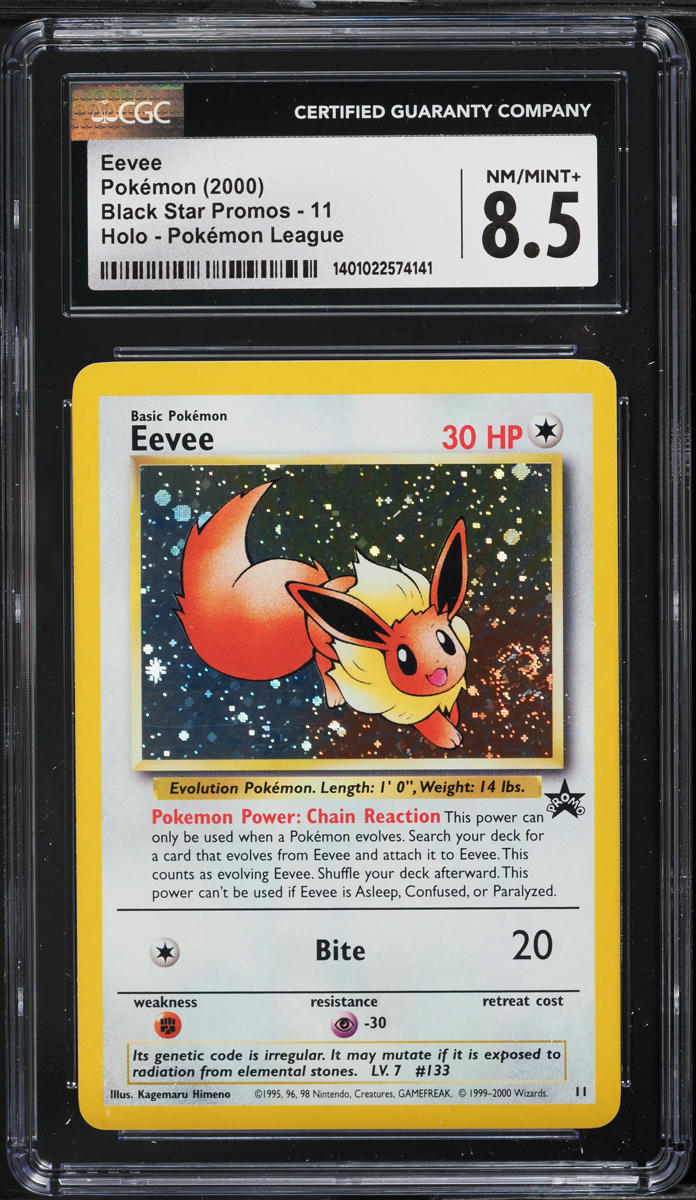 2000 Pokemon League Black Star Promo Holo Eevee #11 CGC 8.5 NM-MT+