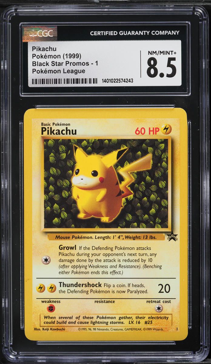 1999 Pokemon League Black Star Promo Pikachu #1 CGC 8.5 NM-MT+