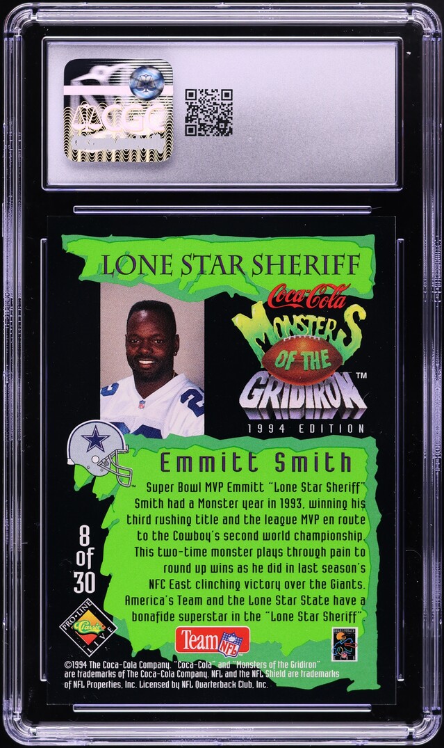 1994 Coca-Cola Monsters Of The Gridiron Emmitt Smith #8 CGC 9 MINT
