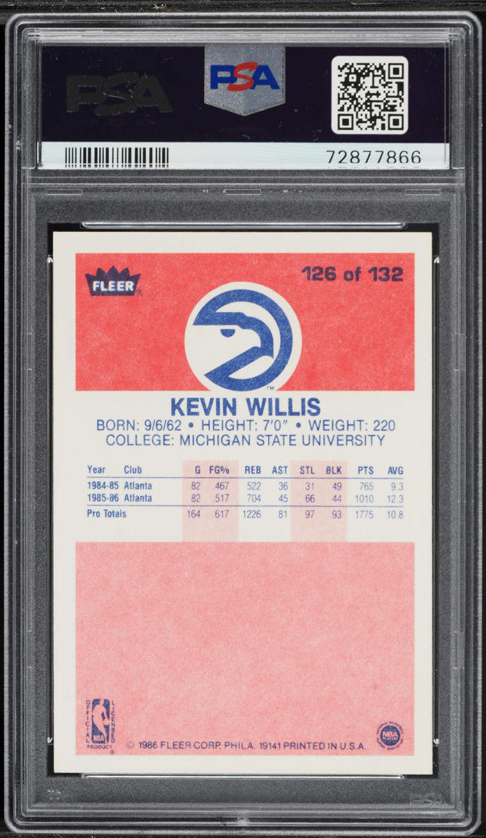 1986 Fleer Basketball Kevin Willis ROOKIE #126 PSA 6 EXMT