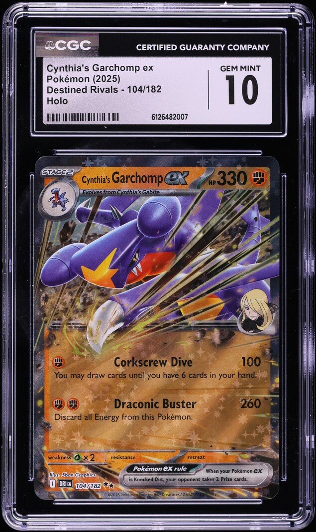 2025 Pokemon Scarlet & Violet Destined Rivals Holo Cynthia's Garchomp ex #104 CGC 10 GEM MINT