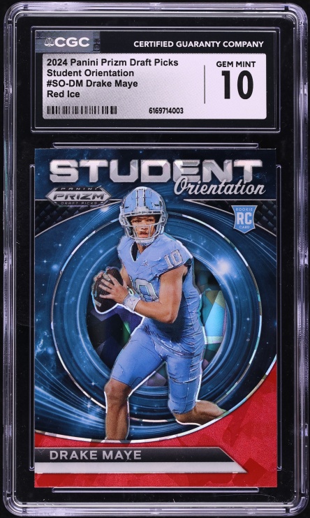 2024 Panini Prizm Draft Picks Student Orientation Red Ice Drake Maye ROOKIE #SO-DM CGC 10 GEM
