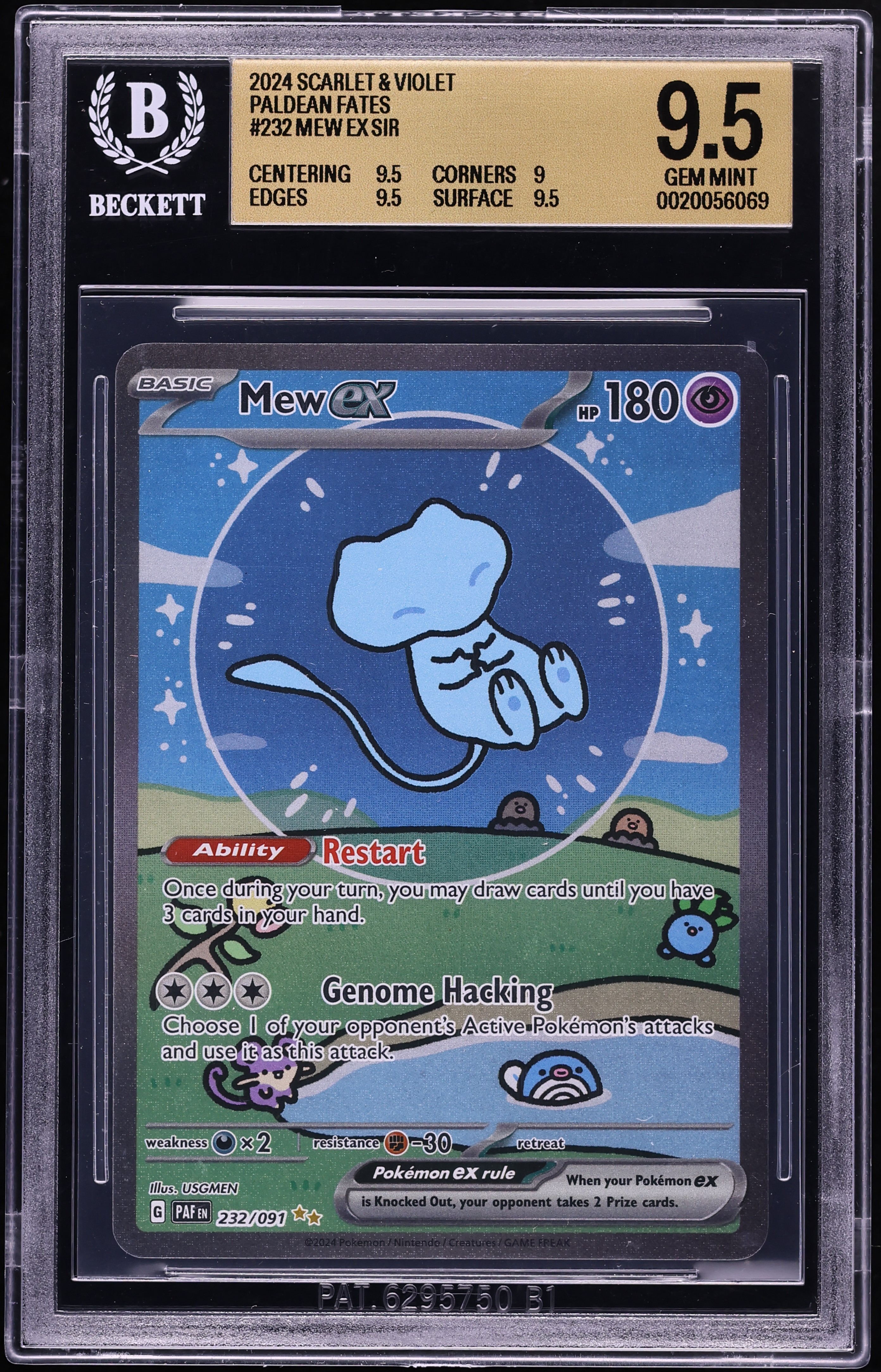 2024 Pokemon Scarlet & Violet Paldean Fates SIR Mew ex #232 BGS 9.5 GEM MINT