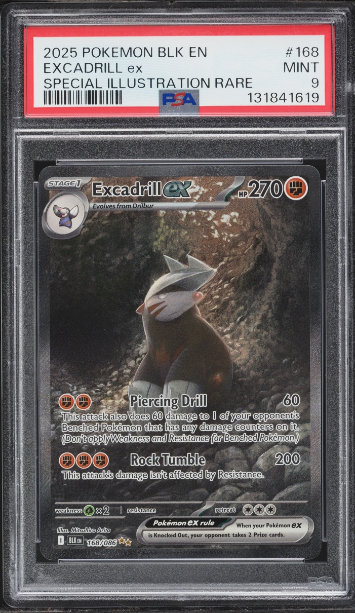 2025 Pokemon Scarlet & Violet Black Bolt SIR Excadrill ex #168 PSA 9 MINT