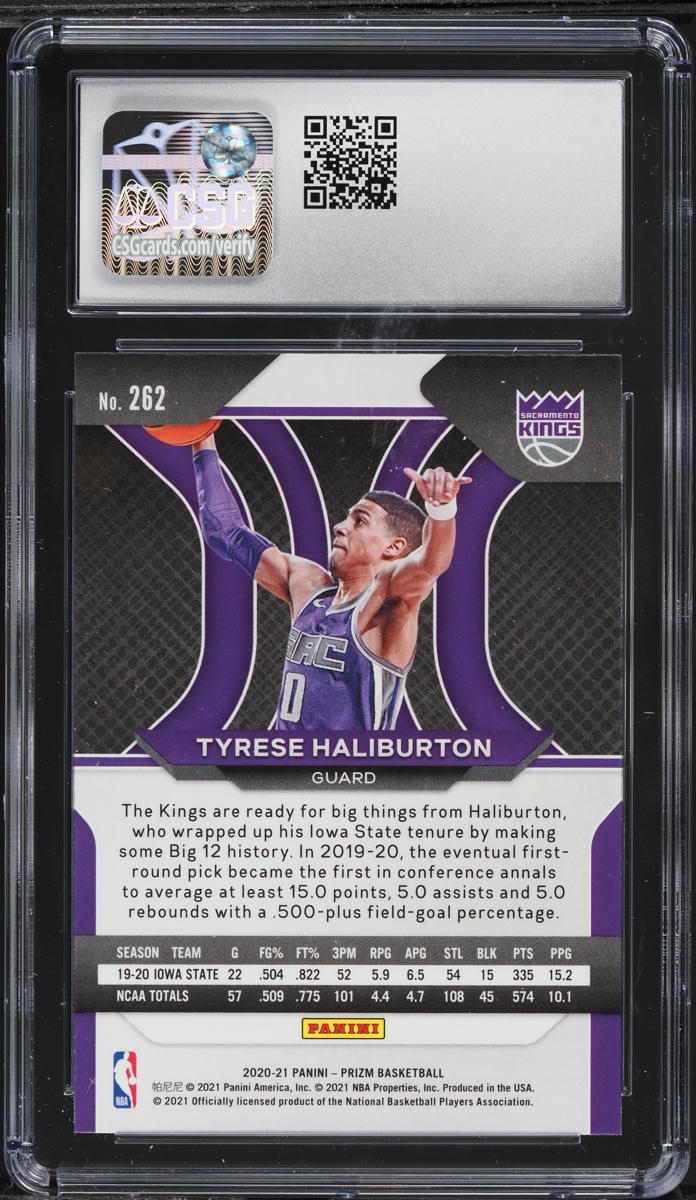 2020 Panini Prizm Tyrese Haliburton ROOKIE #262 CSG 9.5 MINT+