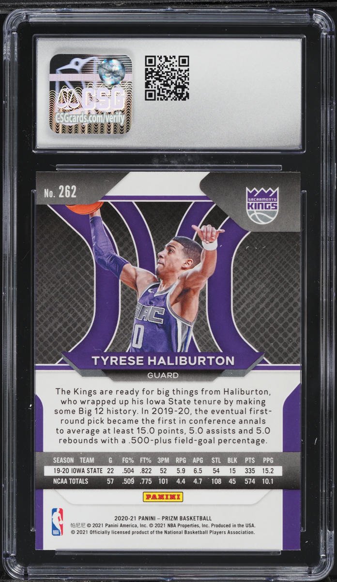 2020 Panini Prizm Tyrese Haliburton ROOKIE #262 CSG 9.5 MINT+