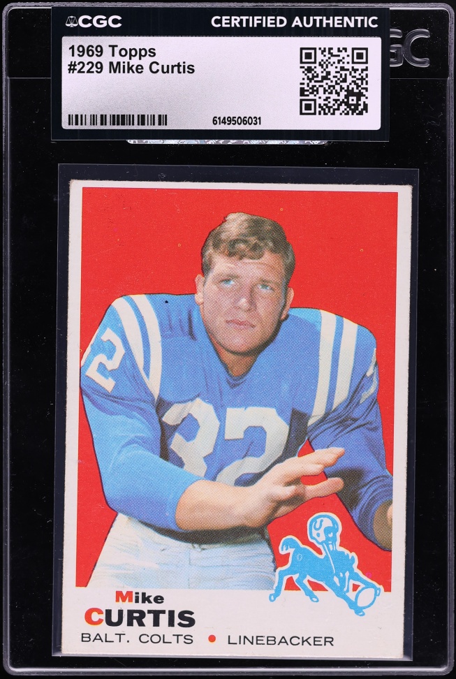1969 Topps Football Mike Curtis #229 CGC AUTH