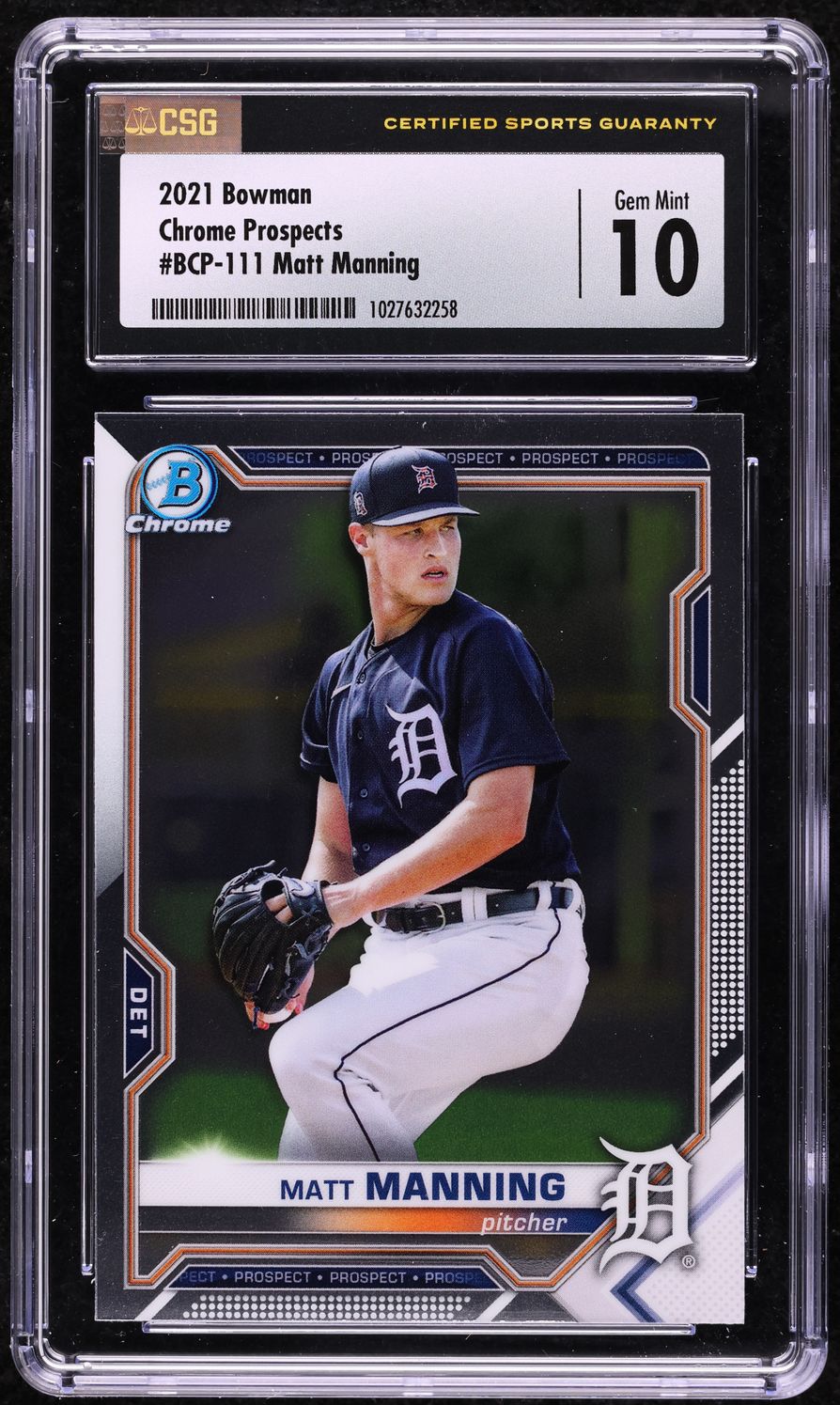2021 Bowman Chrome Matt Manning PROSPECT #BCP-111 CSG 10 GEM MINT