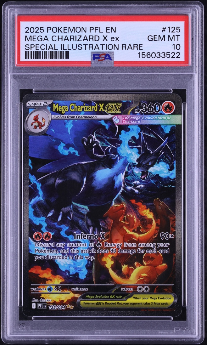 2025 Pokemon Mega Evolution Phantasmal Flames SIR Mega Charizard X ex #125 PSA 10 GEM MINT