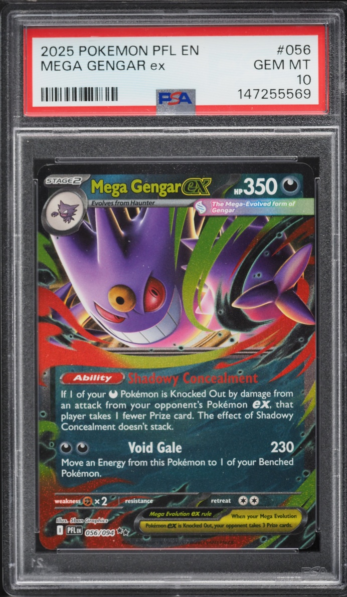 2025 Pokemon Mega Evolution Phantasmal Flames Holo Mega Gengar Ex #56 PSA 10 GEM MINT