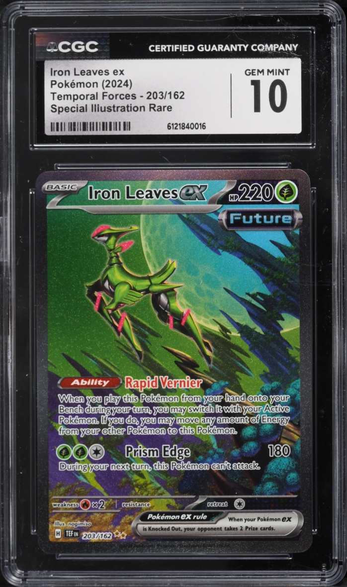 2024 Pokemon Scarlet & Violet Temporal Forces SIR Iron Leaves ex #203 CGC 10 GEM MINT