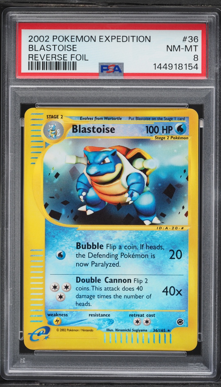 2002 Pokemon Expedition Reverse Holo Blastoise #36 PSA 8 NM-MT