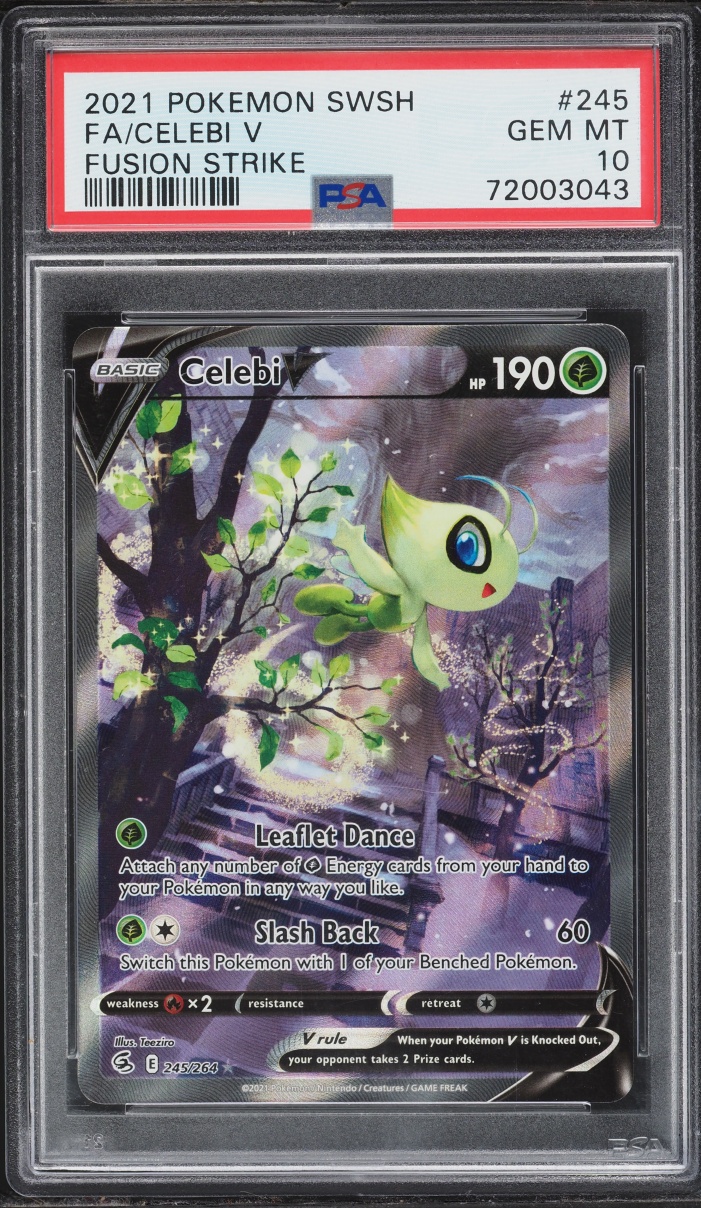2021 Pokemon Sword & Shield Fusion Strike Alt Art Celebi V #245 PSA 10 GEM MINT