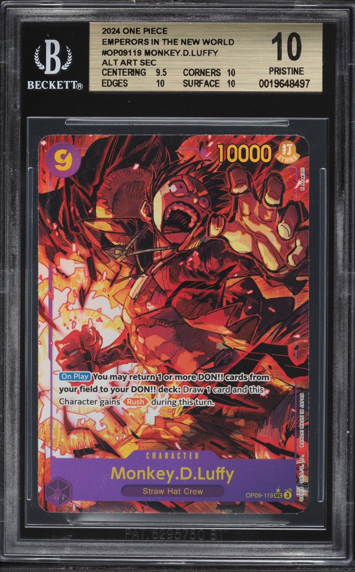 2024 One Piece Emperors In The New World Alt Art Monkey D. Luffy #OP09-119 BGS 10 PRISTINE