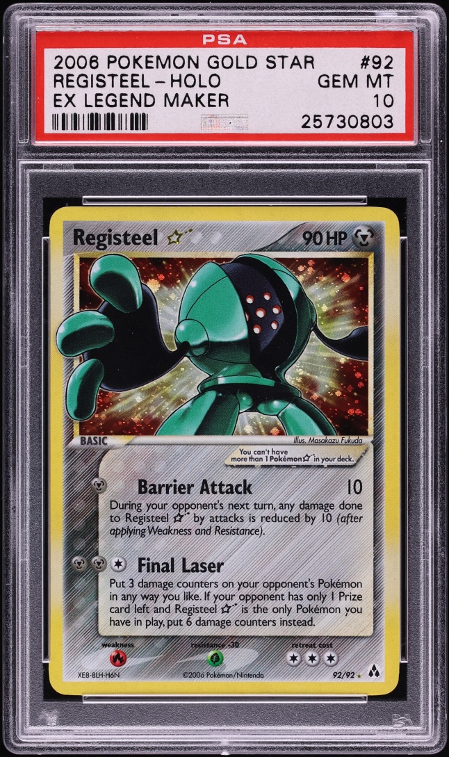 2006 Pokemon EX Legend Maker Holo Registeel Gold Star #92 PSA 10 GEM MINT