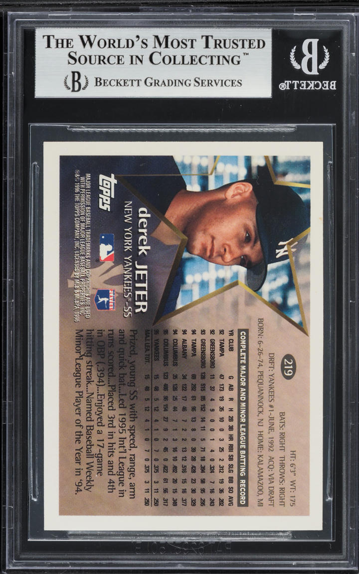 1996 Topps Derek Jeter ROOKIE #219 BGS 9 MINT