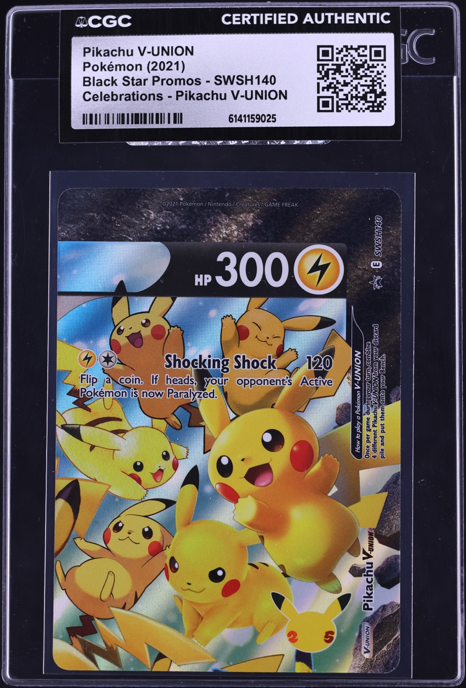 2021 Pokemon Sword & Shield Promo Celebrations Alt Art Pikachu V-UNION #SWSH140 CGC AUTH