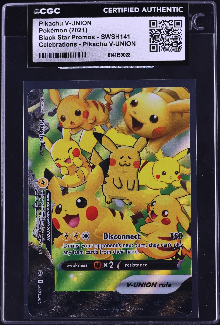 2021 Pokemon Sword & Shield Promo Celebrations Alt Art Pikachu V-UNION #SWSH141 CGC AUTH