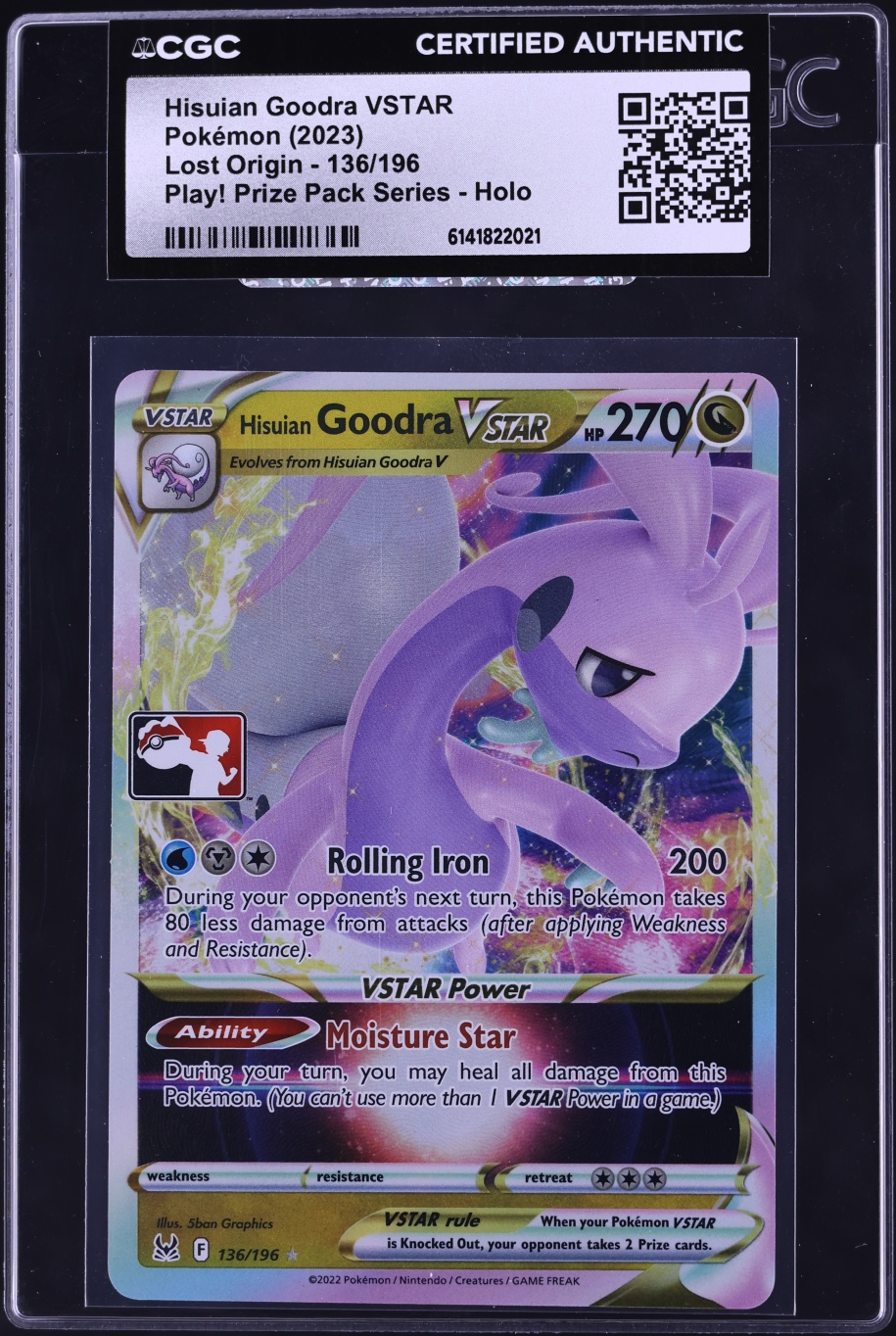 2023 Pokemon SWSH Lost Origin Play! Prize Pack Series Holo Hisuian Goodra VSTAR #136 CGC AUTH