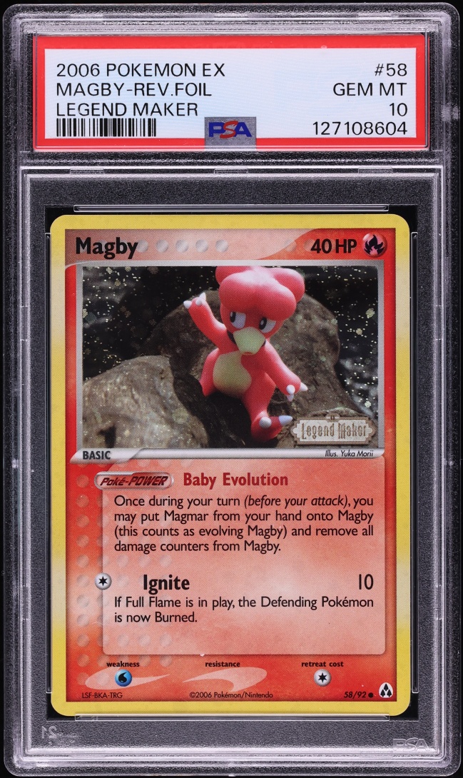 2006 Pokemon EX Legend Maker Reverse Holo Magby #58 PSA 10 GEM MINT
