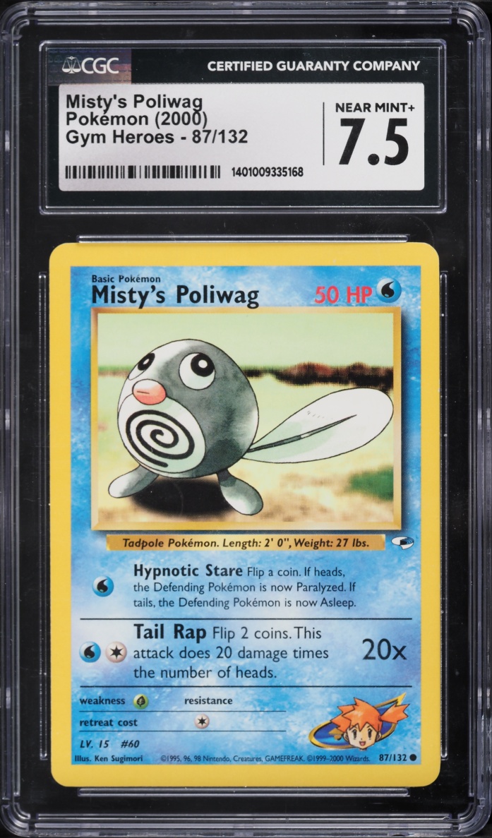 2000 Pokemon Gym Heroes Misty's Poliwag #87 CGC 7.5 NRMT+