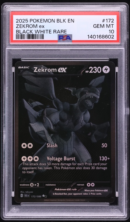 2025 Pokemon Scarlet & Violet Black Bolt BWR Zekrom ex #172 PSA 10 GEM MINT