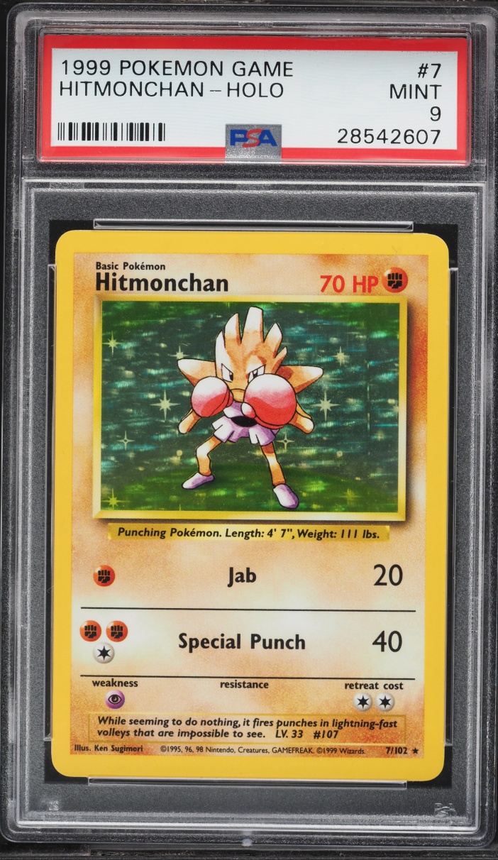 1999 Pokemon Base Set Holo Hitmonchan #7 PSA 9 MINT