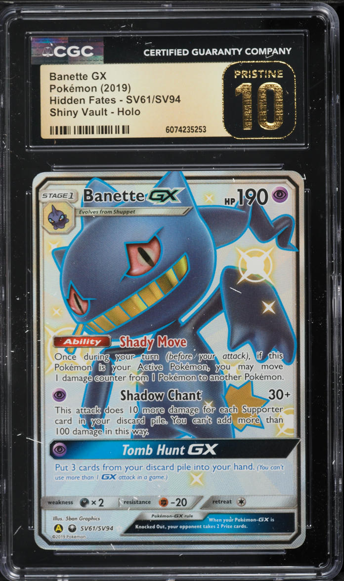 2019 Pokemon Sun & Moon Hidden Fates Full Art Banette GX #SV61 CGC 10 PRISTINE