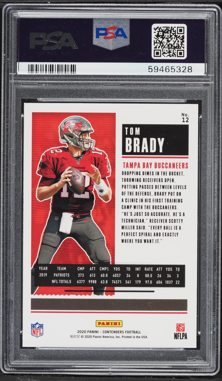 2020 Panini Contenders Season Ticket Tom Brady #12 PSA 10 GEM MINT