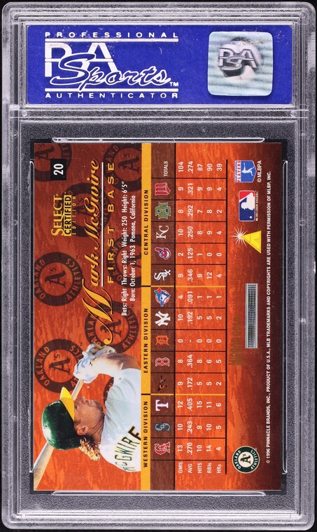 1996 Select Certified Mirror Gold Mark McGwire #20 PSA 9 MINT