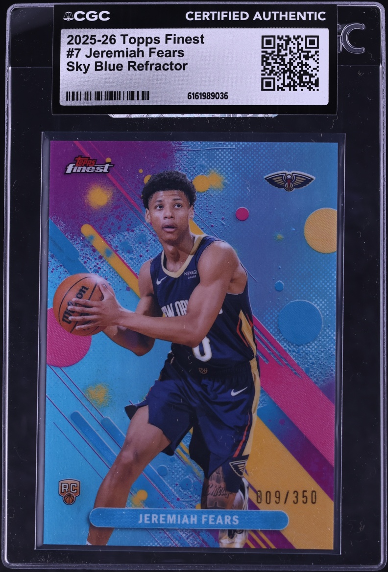 2025 Finest Sky Blue Refractor Jeremiah Fears ROOKIE /350 #7 CGC AUTH