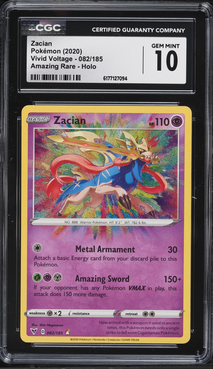 2020 Pokemon Sword & Shield Vivid Voltage Amazing Rare Zacian #82 CGC 10 GEM MINT