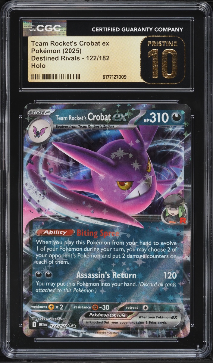 2025 Pokemon Scarlet & Violet Destined Rivals Holo Team Rocket's Crobat ex #122 CGC 10 PRISTINE