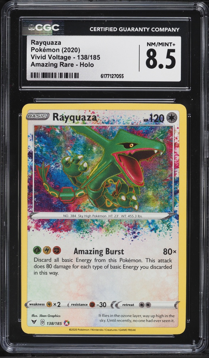 2020 Pokemon Sword & Shield Vivid Voltage Amazing Rare Rayquaza #138 CGC 8.5 NM-MT+