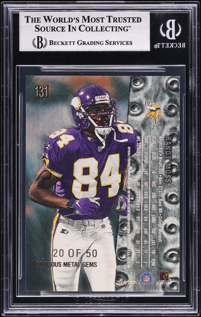 1999 Metal Universe Precious Metal Gems PMG Randy Moss /50 #131 BGS 8.5 NM-MT+