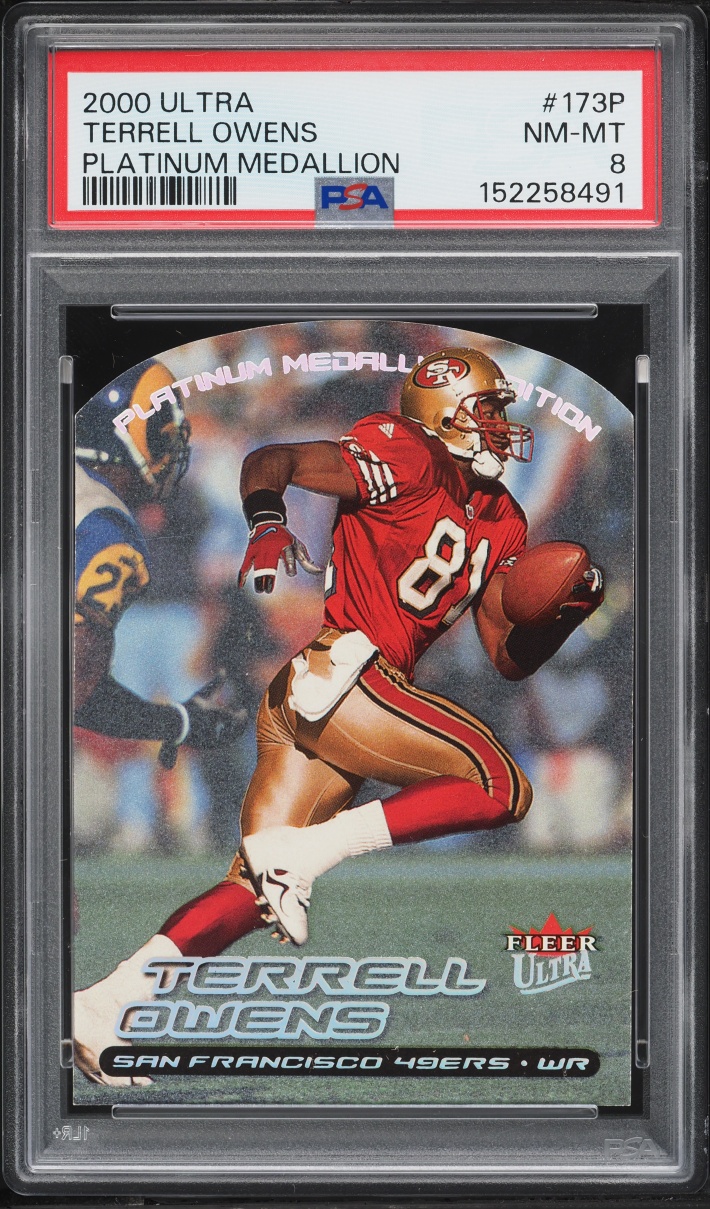 2000 Ultra Platinum Medallion Die-Cut Terrell Owens /50 #173P PSA 8 NM-MT