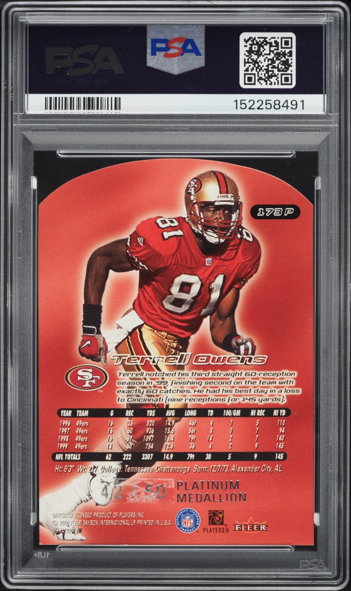 2000 Ultra Platinum Medallion Die-Cut Terrell Owens /50 #173P PSA 8 NM-MT