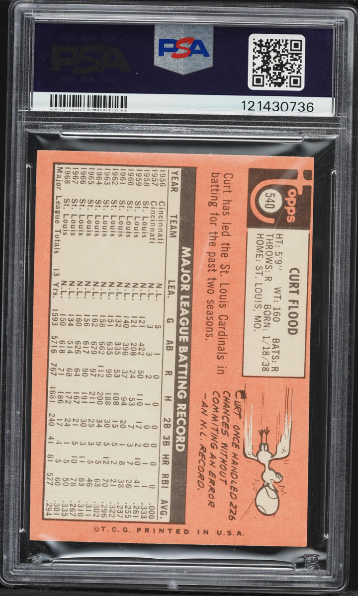 1969 Topps Curt Flood #540 PSA 5 EX