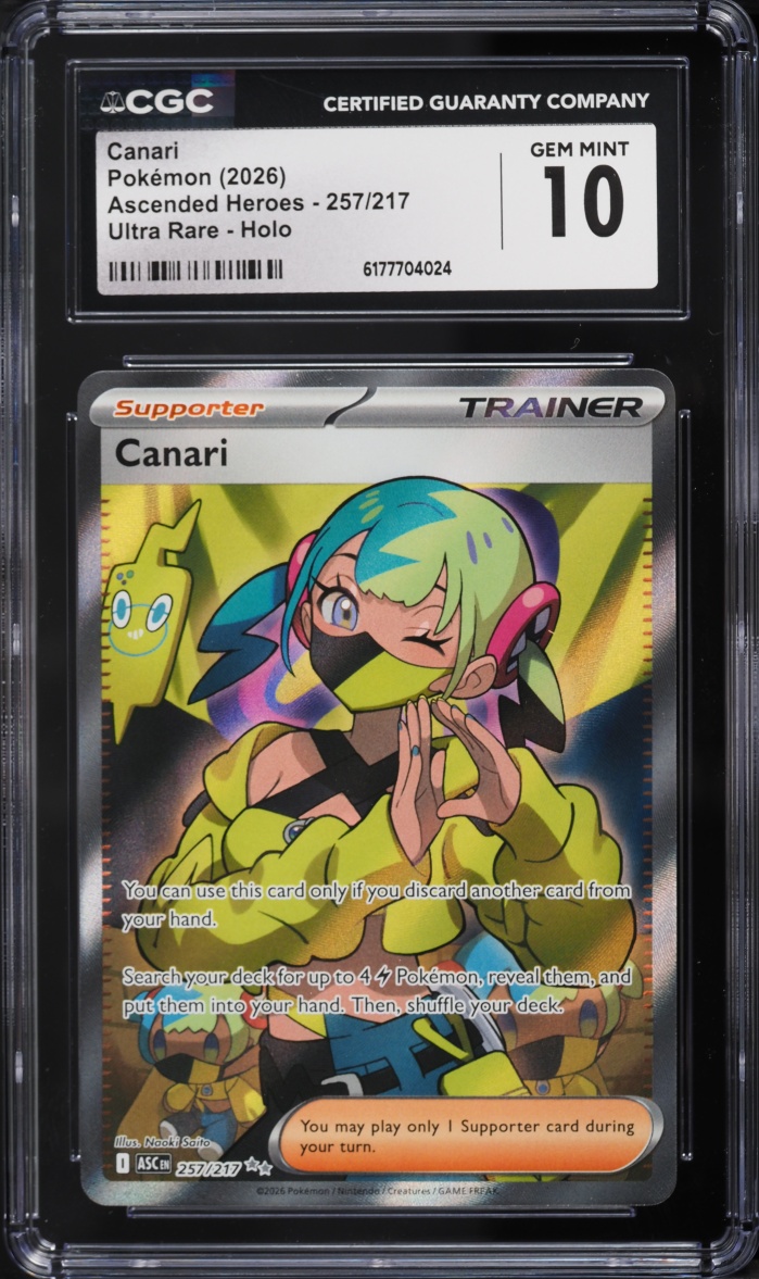 2026 Pokemon Mega Evolution Ascended Heroes Full Art Canari #257 CGC 10 GEM MINT