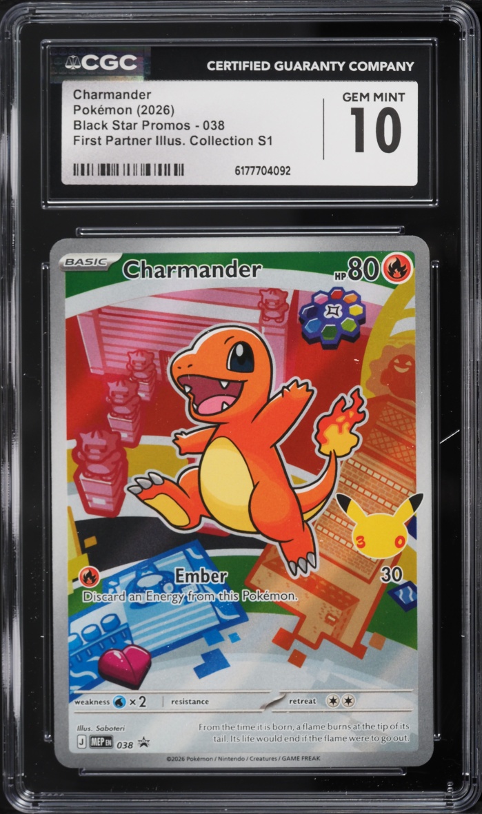 2026 Pokemon Mega Evolution Promo First Partner Illustration S1 Full Art Charmander #38 CGC 10