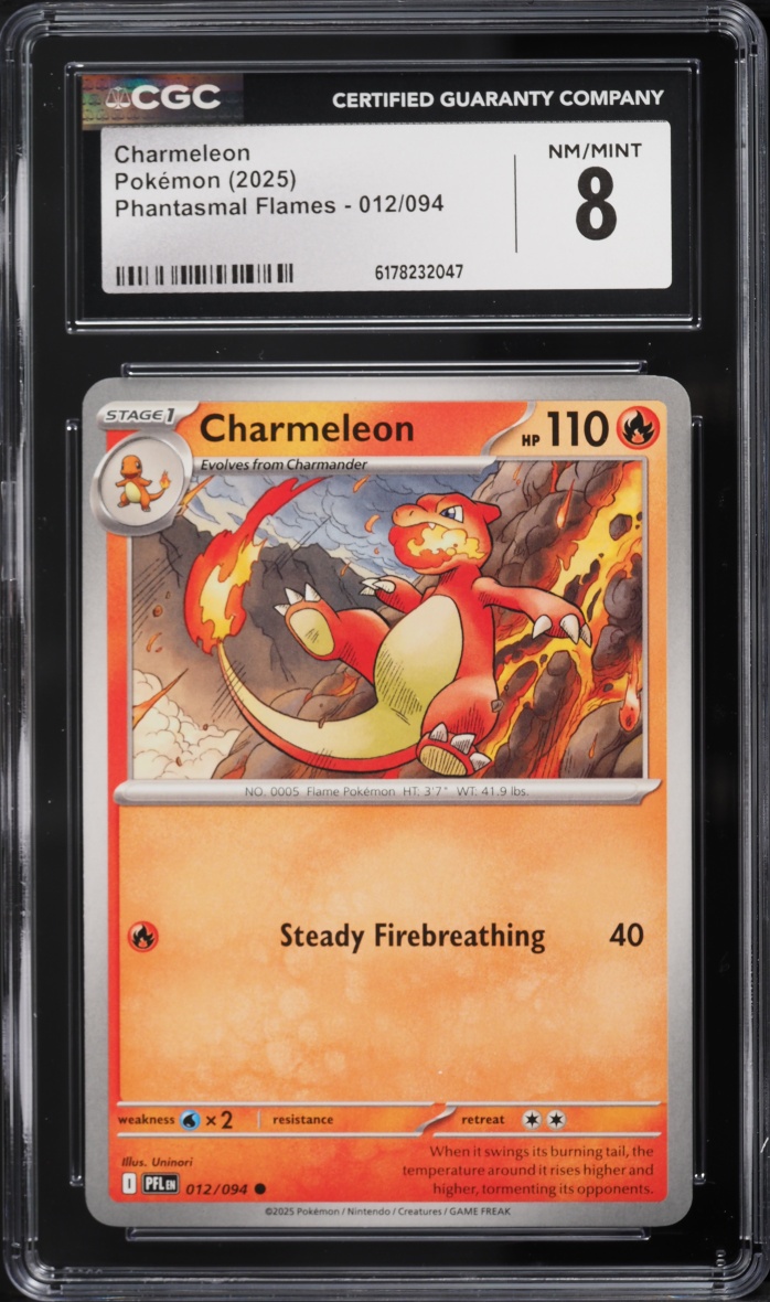 2025 Pokemon Mega Evolution Phantasmal Flames Charmeleon #12 CGC 8 NM-MT