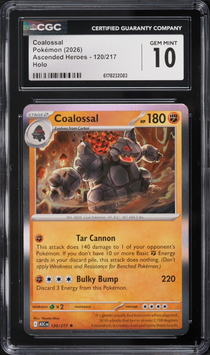 2026 Pokemon Mega Evolution Ascended Heroes Holo Coalossal #120 CGC 10 GEM MINT