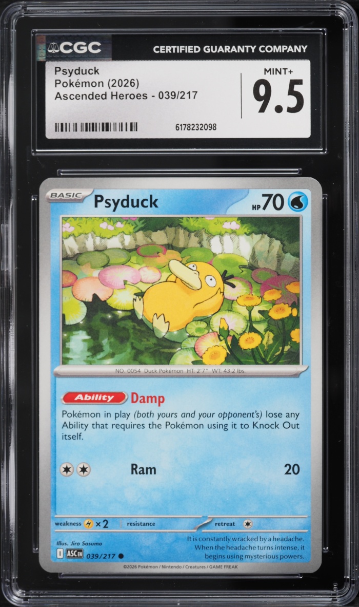 2026 Pokemon Mega Evolution Ascended Heroes Psyduck #039 CGC 9.5 MINT+