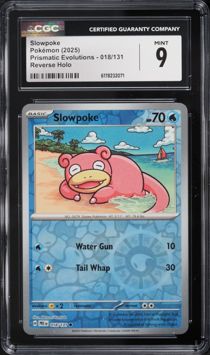 2025 Pokemon Scarlet & Violet Prismatic Evolutions Reverse Holo Slowpoke #18 CGC 9 MINT
