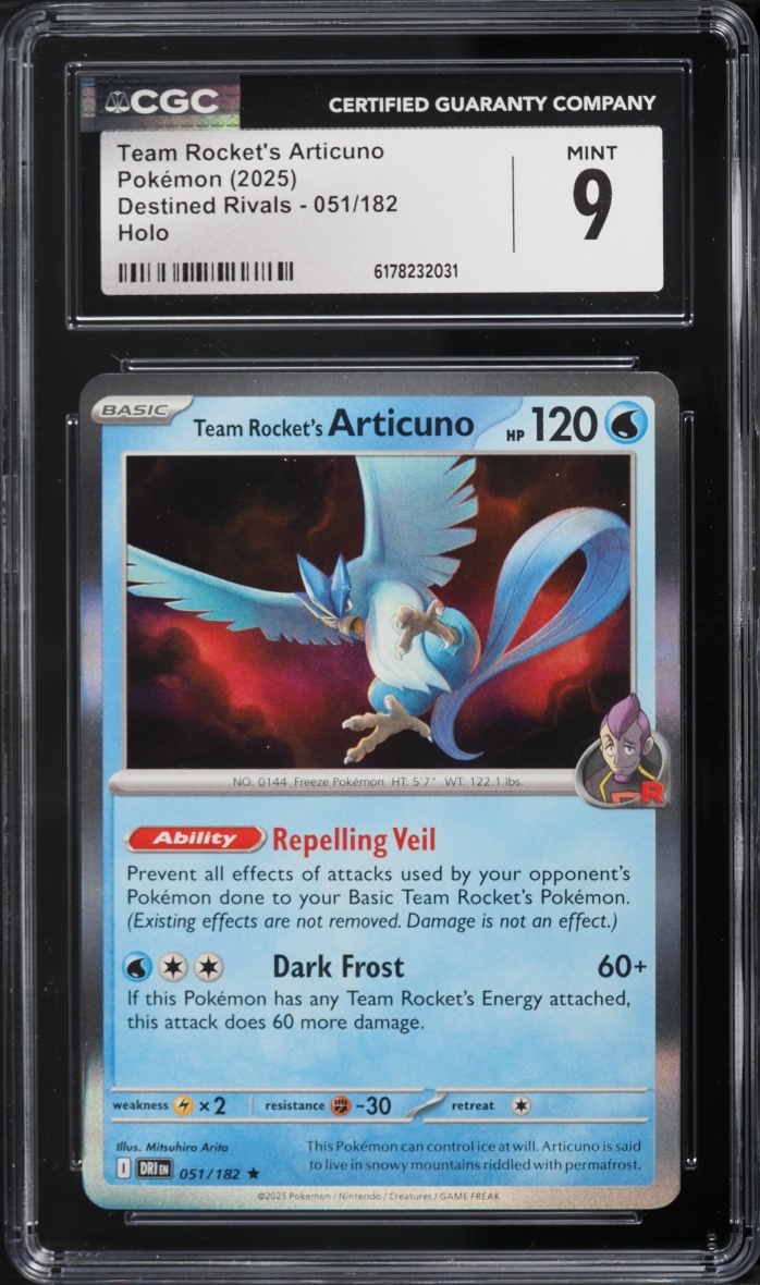 2025 Pokemon Scarlet & Violet Destined Rivals Holo Team Rocket's Articuno #51 CGC 9 MINT