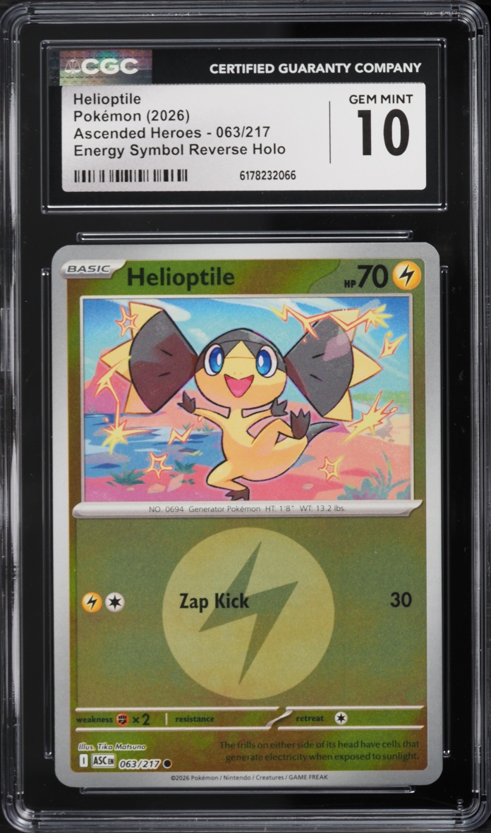 2026 Pokemon Mega Evolution Ascended Heroes Energy Symbol Reverse Holo Helioptile #063 CGC 10