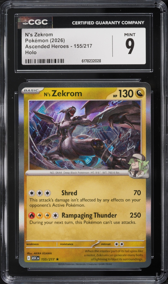 2026 Pokemon Mega Evolution Ascended Heroes Holo N's Zekrom #155 CGC 9 MINT