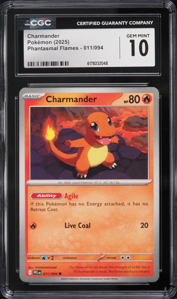 2025 Pokemon Mega Evolution Phantasmal Flames Charmander #11 CGC 10 GEM MINT