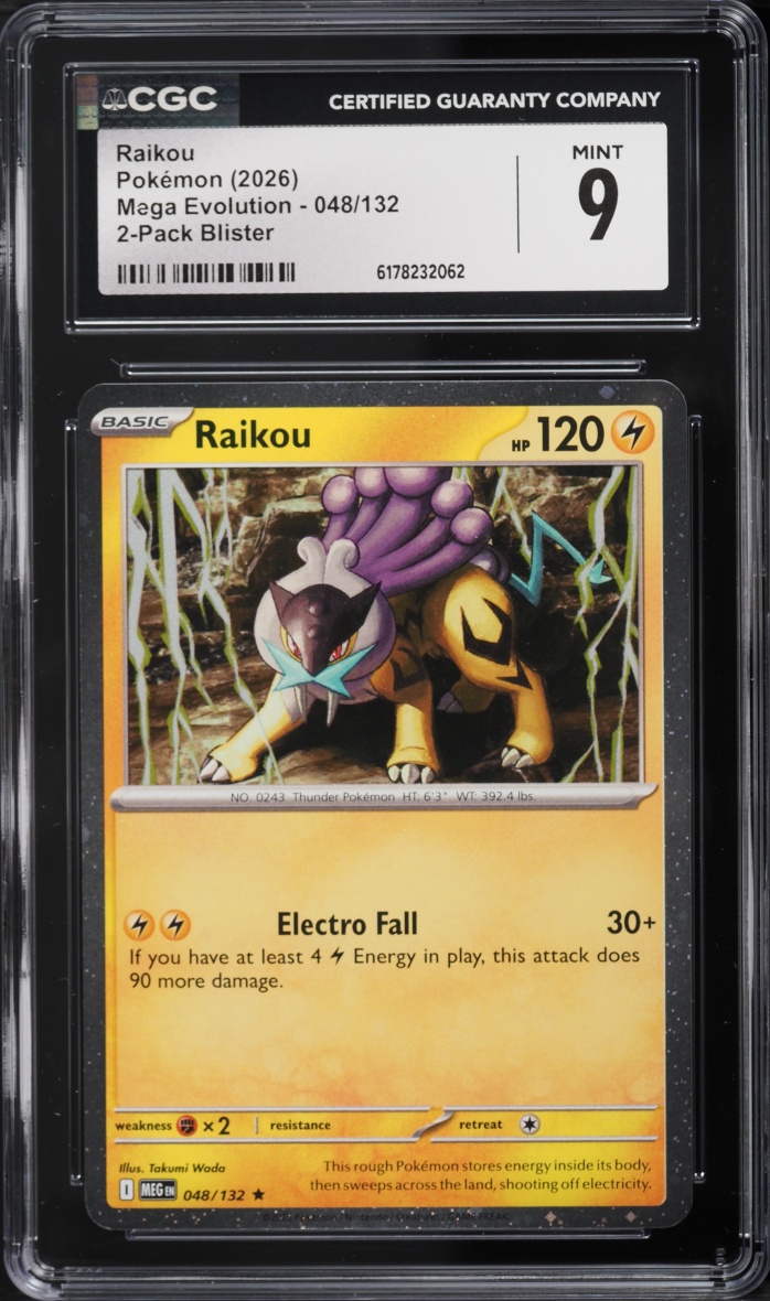 2026 Pokemon Mega Evolution 2 Pack Blister Cosmos Holo Raikou #48 CGC 9 MINT
